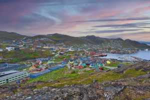 Bird-eye view of Qaqortoq city (Greenland)