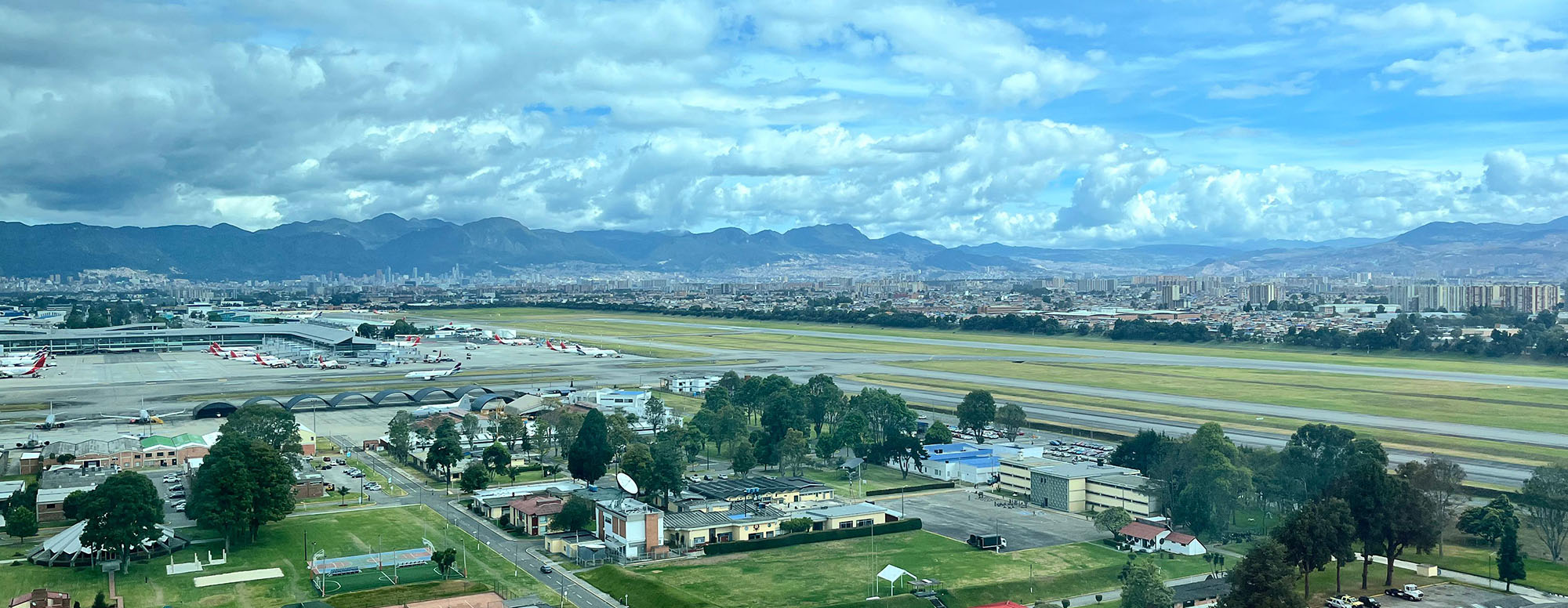 Bird-eye view of airport bogota in colombia